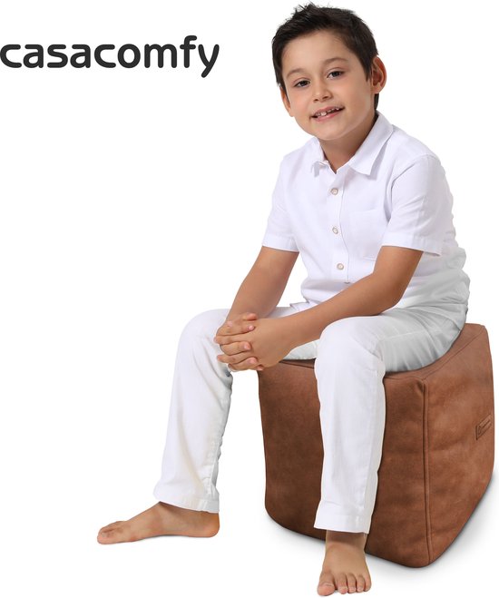 Casacomfy ModiBox – Pouf Carré – Caramel Latte – Repose-pieds – Aspect Cuir