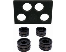 ToolLine® - Persbekken UP - 4-delige UP-Set, UP16-UP20-UP25-UP32 - Inclusief Foam inlay - Geschikt voor Uponor - Meerlagenbuizen leidingen - Persbekken Uponor