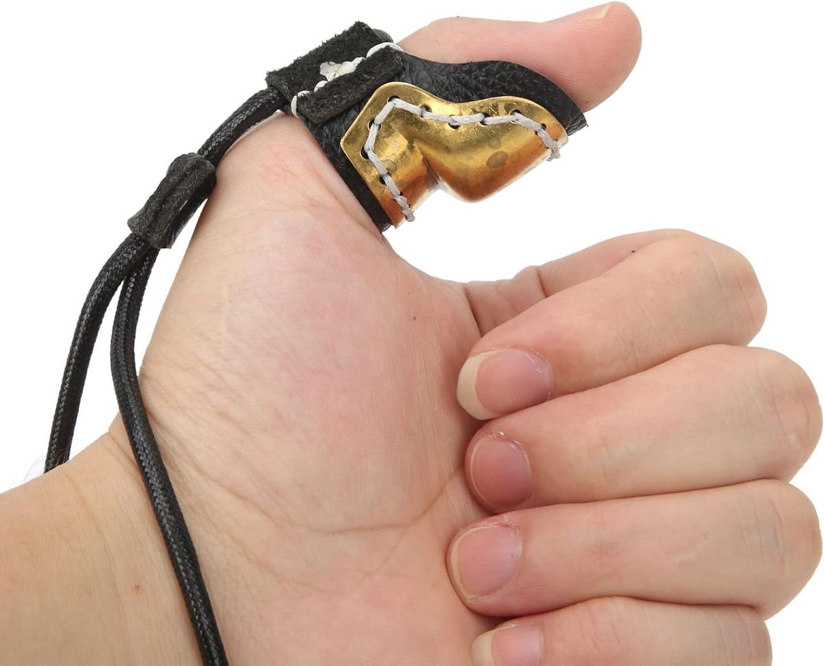 Boogschieten duimtab jacht handschoen - duim vinger beschermer - messing zacht lederen duim guard - traditionele boogschieten .