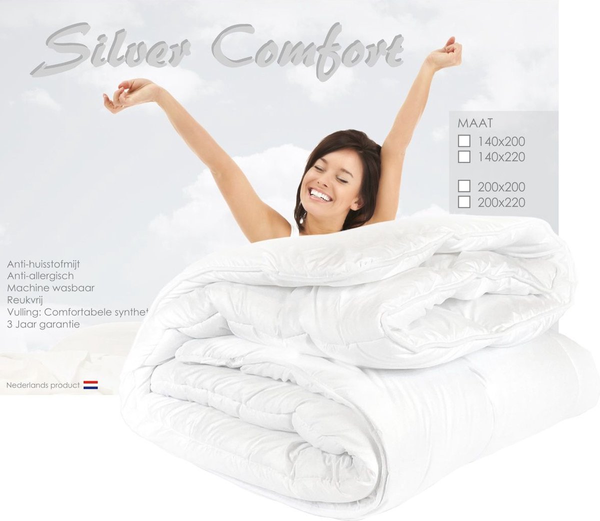 Silver Comfort Enkel Dekbed - Tweepersoons - Extra Lang - 200x220 cm