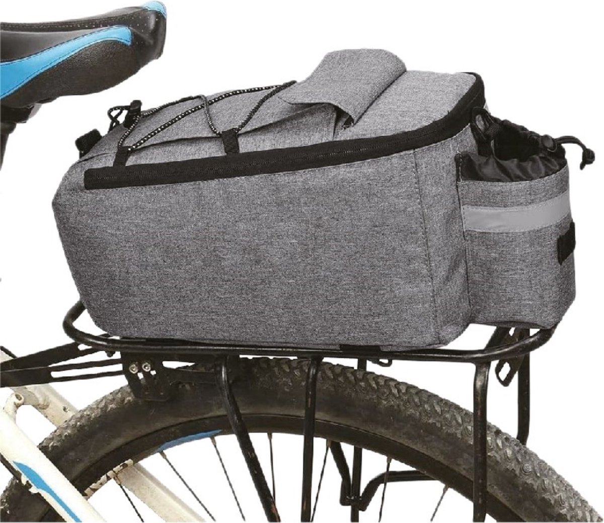 Bagagedragertas - Fietstas - 7 liter - met schouderriem - extra opberg vak - 38 x 15.5 x 16 cm - Belastbaar tot 6 kilo - Incl. schouderband - Grijs