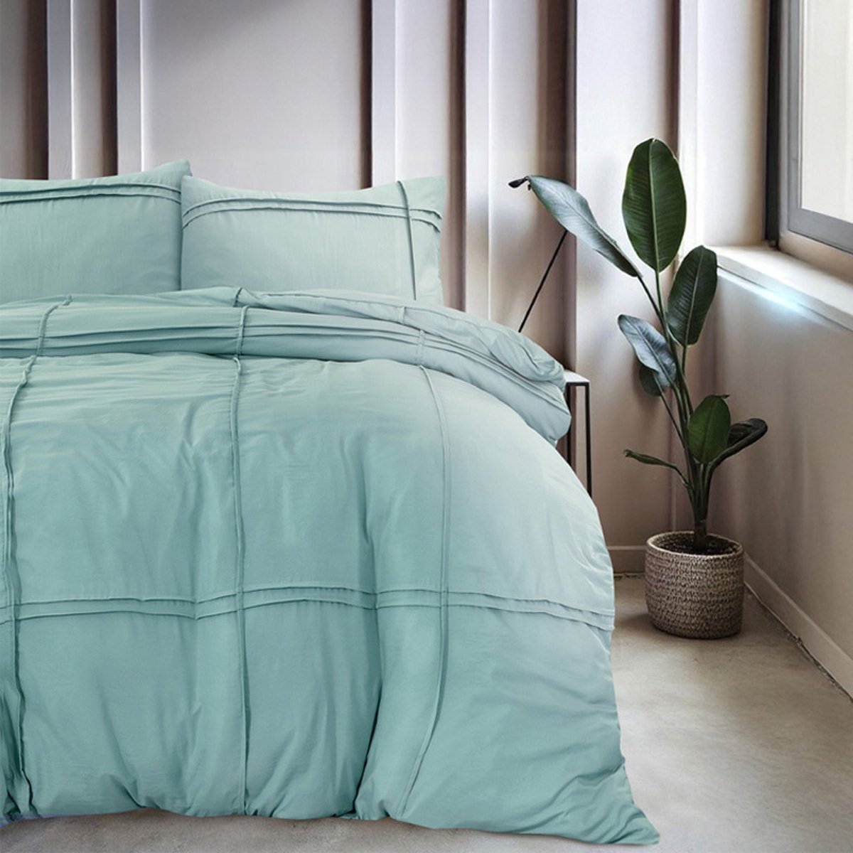 Dekbed-Discounter - Sleeptime Dekbedovertrek 140 x 200/220 cm - Korte instopstrook - Wasbaar op 40 graden - Inclusief 1 kussensloop - Groen