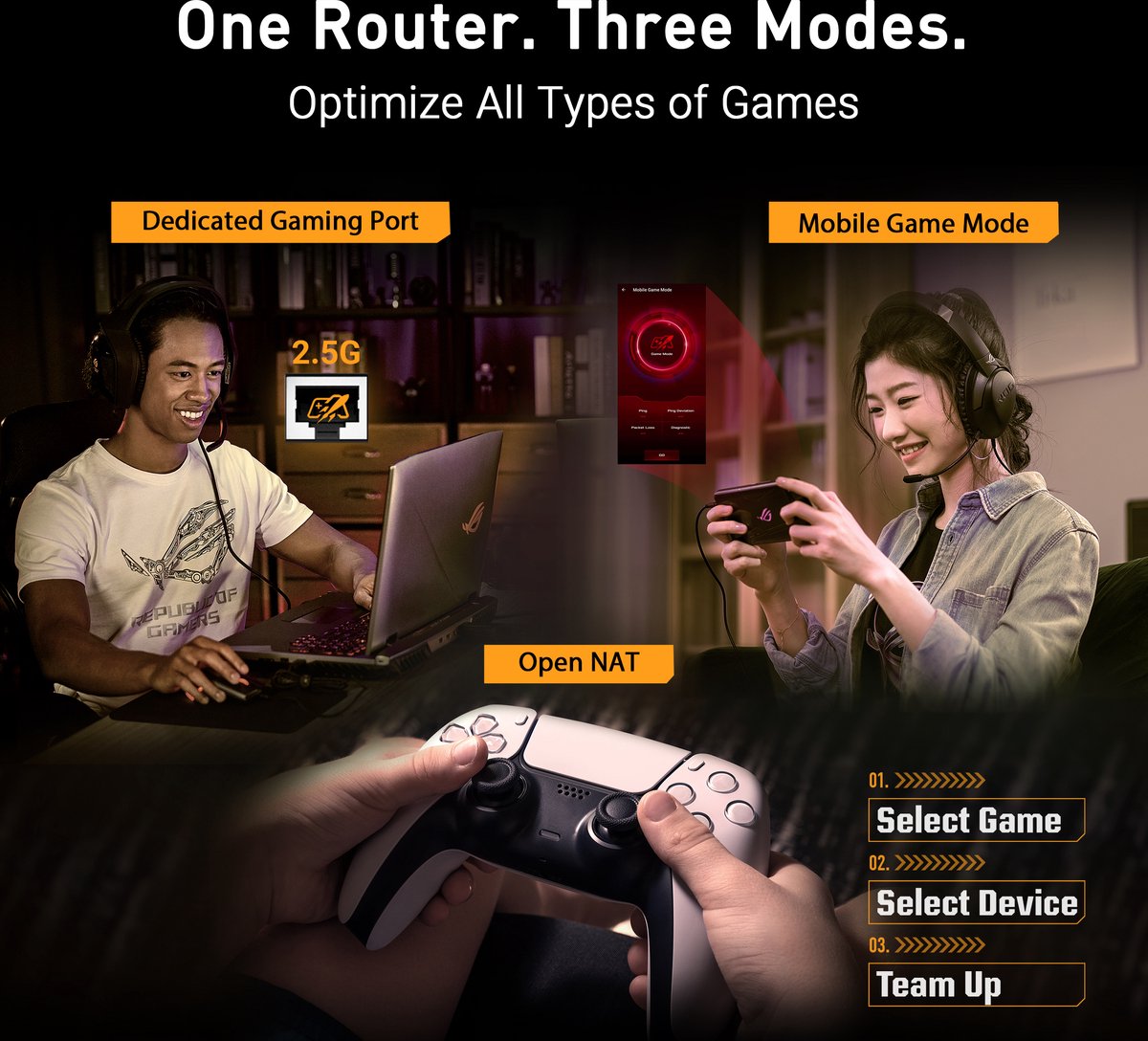 ASUS TUF Gaming BE6500 - Gaming Router - WiFi Versterker - WiFi 7 - Dual-Band - 2.5Gbps port - 6500 Mbps – foto 3