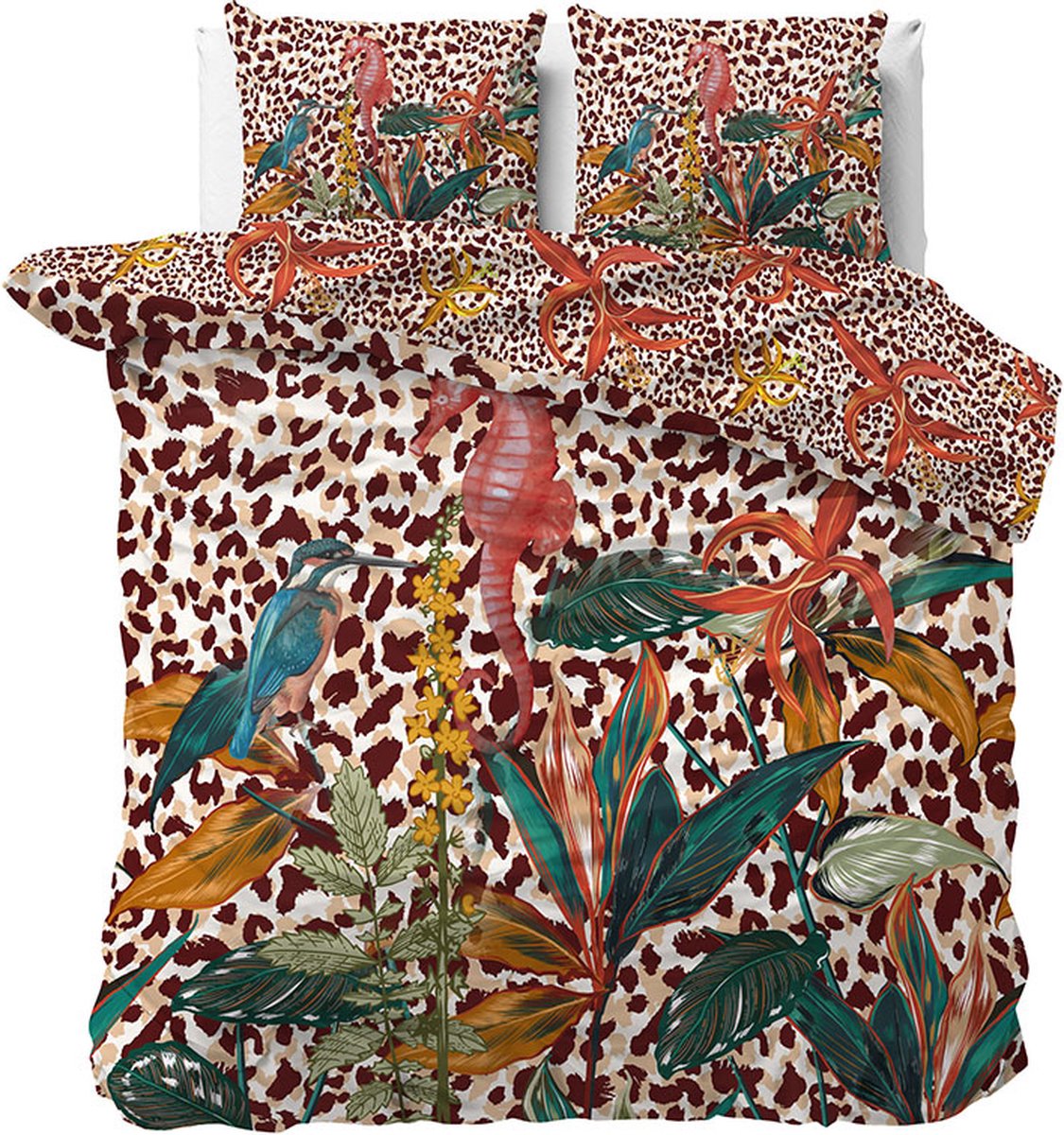 Dekbed-Discounter - Manilla Dekbedovertrek 200 x 200/220 cm - Verkoelend Katoen-Satijn - Dubbele instopstrook - Wassen op 30 graden - Inclusief 2 kussenslopen - Pink Paradise