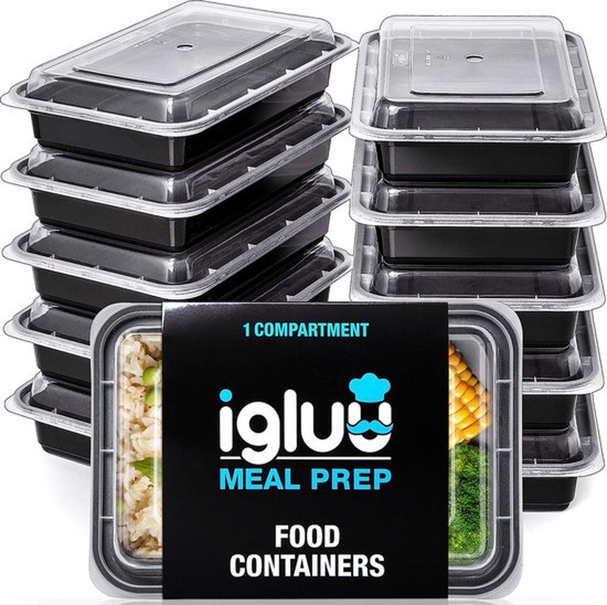 [10 Stuks] 1 Compartiment BPA Vrij Herbruikbare Meal Prep Containers - Plastic Voedsel Bakjes met Luchtdichte Deksels - Magnetron, Vriezer en Vaatwasserbestendig - Stapelbare Bento Box (828 ml)