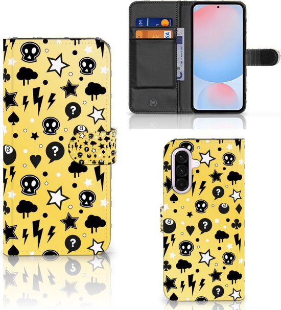 Téléphone Portable Couverture Standing pour Samsung Galaxy A56 Coque Punk Jaune