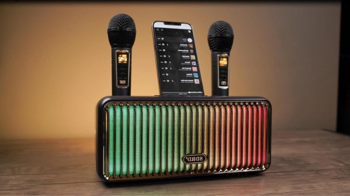 Karaoke Machine Voor Volwassenen en Kinderen Draagbare Bluetooth Luidspreker Met 2 Microfoons UHF Draadloos Karaoke PA Luidsprekersysteem Met Geleidelijke Kleurrijke LED Lampjes Voor Thuisfeest Blauw