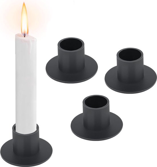 Kandelaars - 4 stuks - Φ2.5 cm - Kaarsenhouders - Kaarsenstandaard - Kaarsenonderzetter - Woonaccessoires - Decoratieve accessoires - ijzer - Zwart - Theelichthouder - Kaarsen plank