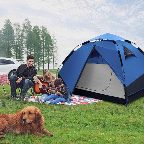 Waterdichte tweede tent voor 3-4 personen, kampeertent, koepeltent, werptent met quick-up-systeem, 2 deuren, dubbelwandige tent voor snelle montage, festivalpop-uptent voor kamperen, reizen, strand, wandelen van Merkloos — afbeelding 2