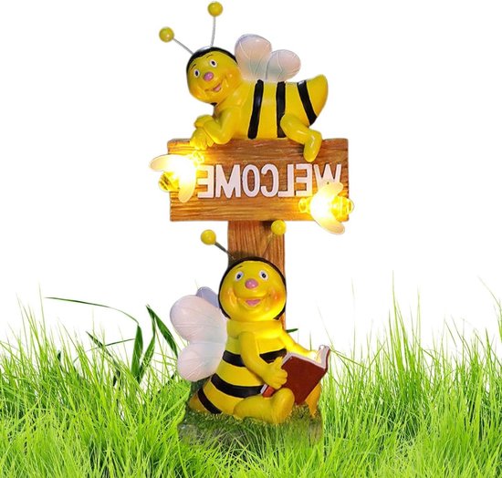 Yowin Uilbeeldje op zonne-energie voor de tuin, waterdicht, cadeau, sculptuur en standbeeld voor buiten, terras, balkon, bloembedden, wit