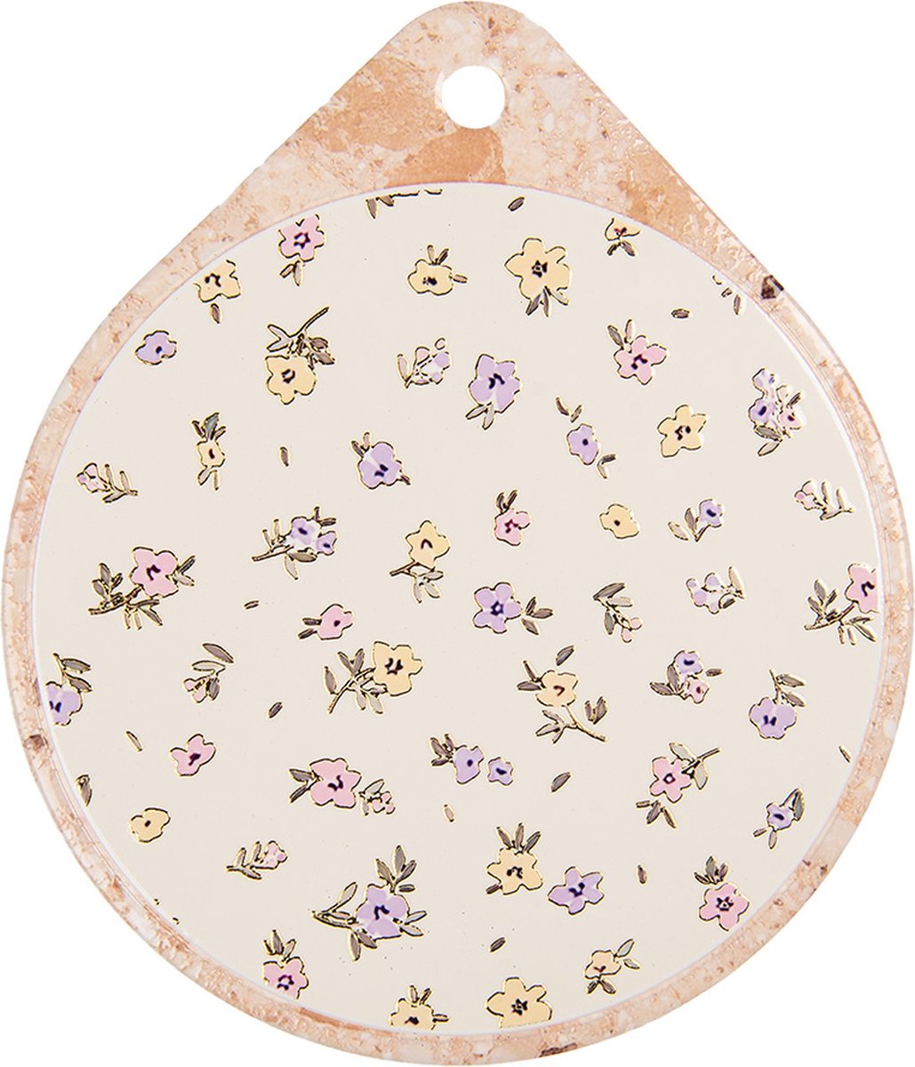 Clayre & Eef Onderzetters Pannen 20x23 cm Beige Keramiek Bloemen