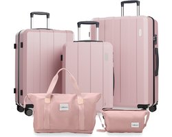 VALLSERO LG1 Trolley kofferset (M,L,XL) harde shell koffer - ABS Hard Shell met TSA-slot - 4 Wielen - Grote Capaciteit - trolley 5-delige set -Handbagage - Reiskoffer Set - Lichtgewicht