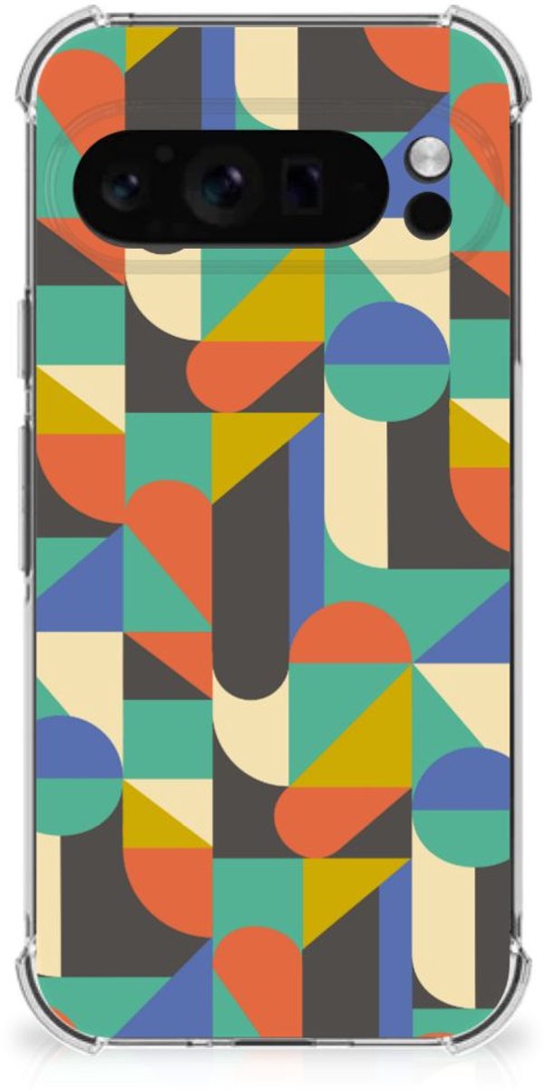 Google Pixel 9 Pro XL Doorzichtige Silicone Hoesje Funky Retro