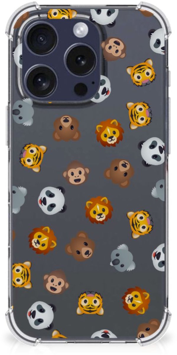 Doorzichtige Silicone Hoesje voor iPhone 16 Pro Dieren Emojis