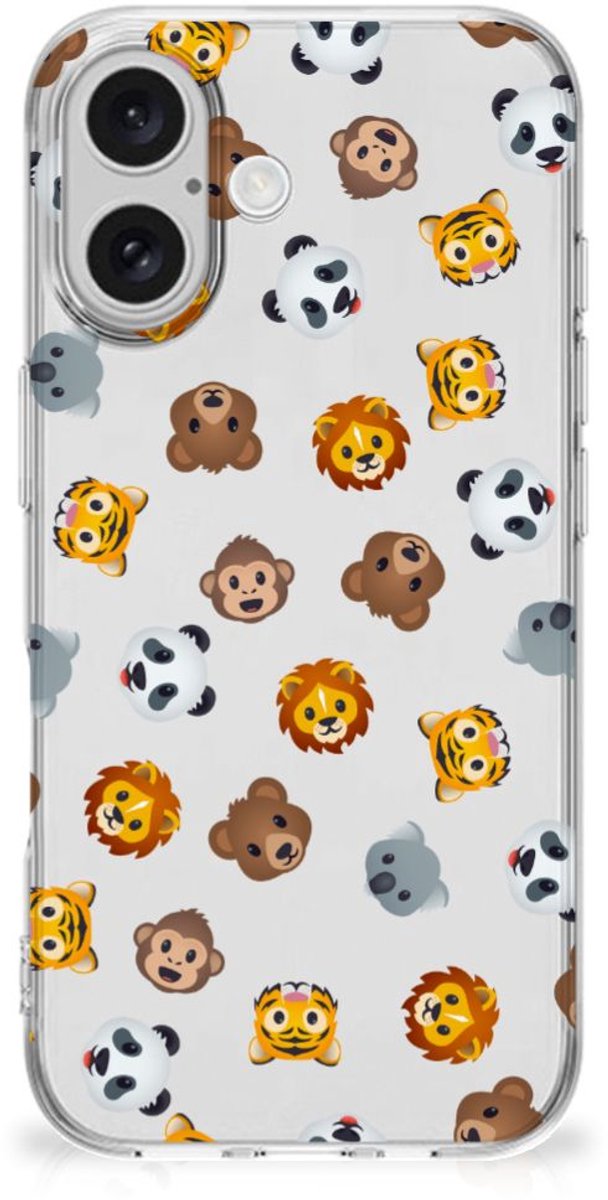 TPU bumper voor iPhone 16 Dieren Emojis