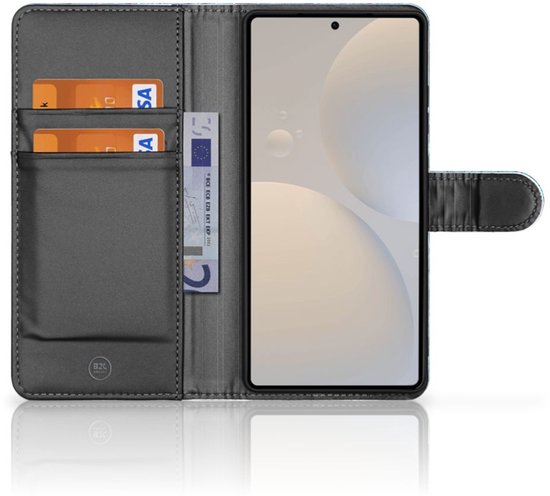 Coque de Protection pour Samsung Galaxy S25 Ultra Portefeuille Bois Bleu