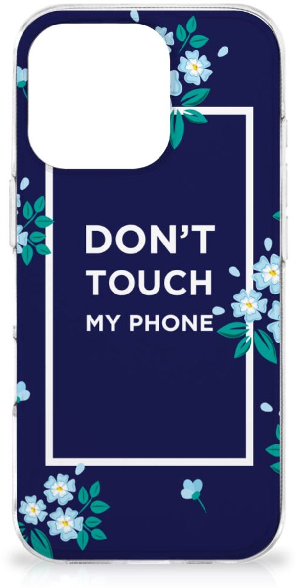 iPhone 16 Pro Silicone-hoesje Flowers Blue DTMP