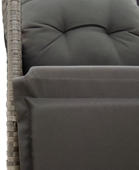 Chaise de jardin vidaXL - Chaises de jardin - Chaise de Jardin - Chaise de patio - Chaise de jardin réglable avec coussins en résine tressée grise