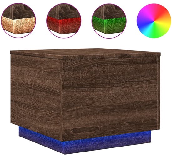 VidaXL Salontafel met LED-verlichting 50x50x40 cm wit - Kantoormeubelen
