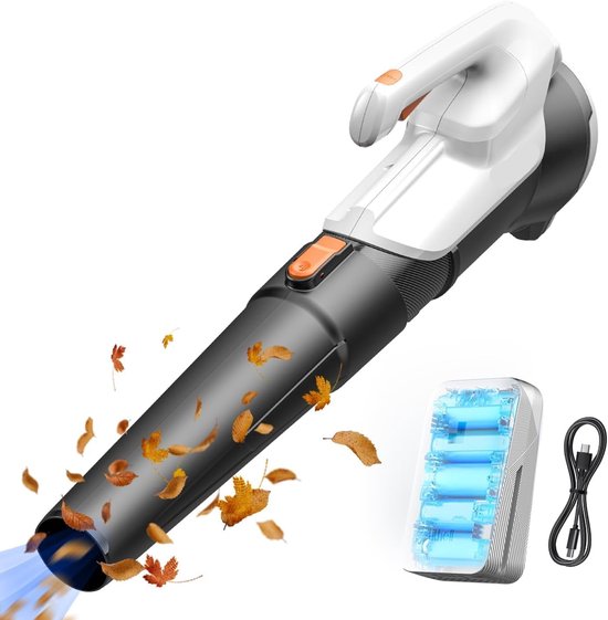 Accubladblazer - Krachtige Elektrische Bladblazer - Draagbaar - Lichtgewicht - 608 m³/h - 100 MPH - met Accu - voor Het Blazen - Bladeren - Grasstof - Bladverwijdering - 20V - Wit