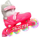 Suotu Skeelers - Inlineskates Verstelbaar - Skeelers meisjes en jongens - Maat: EUR 32-36 - lichtgevende wielen - Roze/Grijs - M