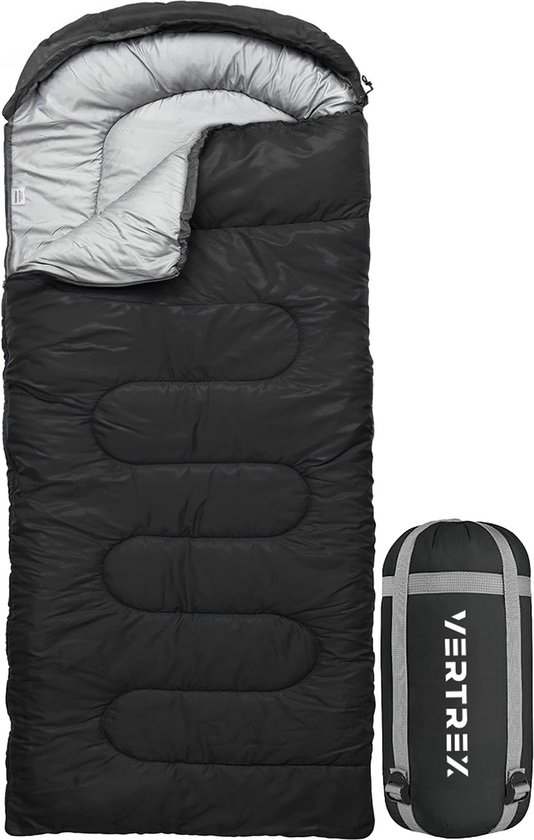 Vertrex Peak Comfort Mummy Slaapzak Extra Warm - Slaapzakken Volwassenen - Kamperen - Zwart