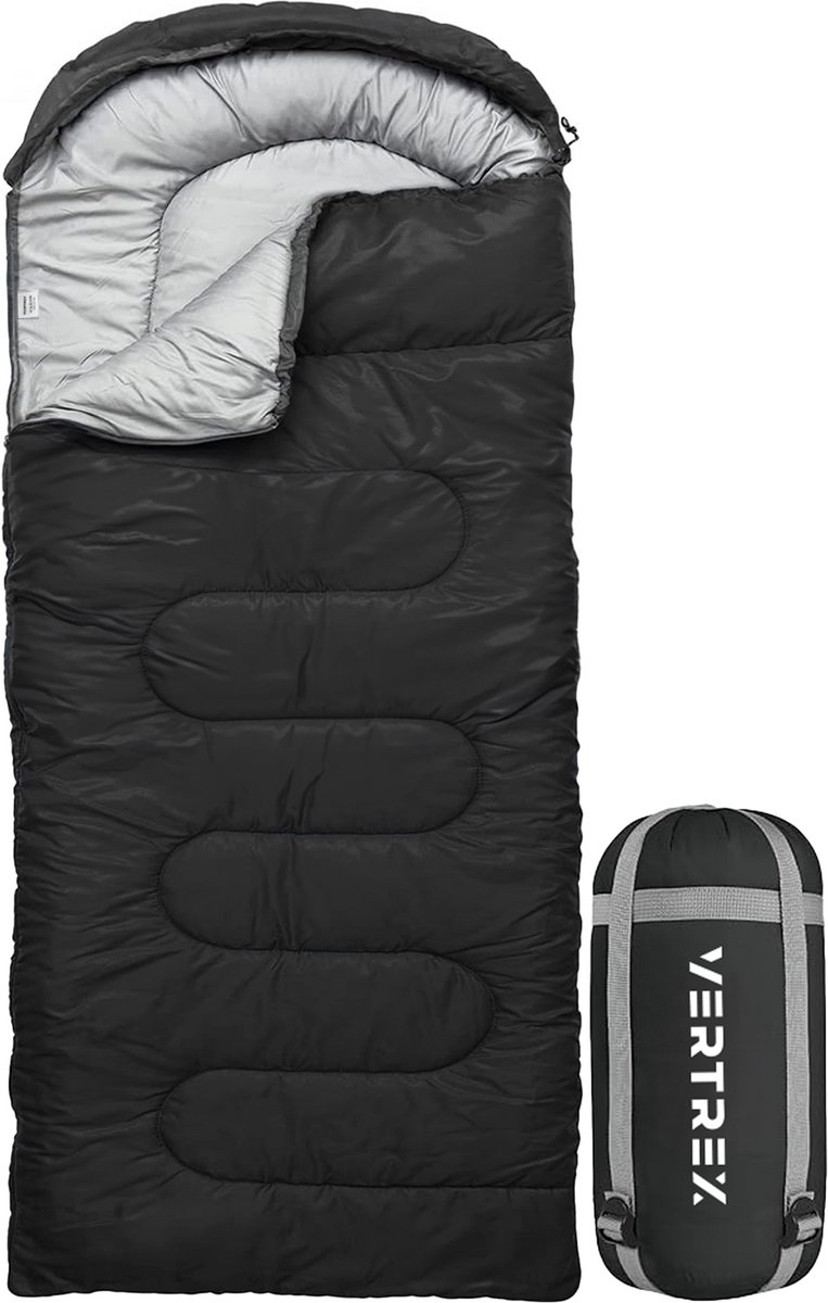 Vertrex Peak Comfort Mummy Slaapzak Extra Warm - Slaapzakken Volwassenen - Kamperen - Zwart