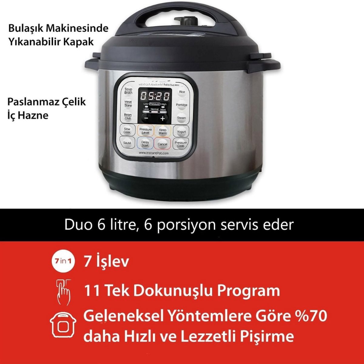 Afbeelding 3 van Slowcooker Met Timer - Digitale Slowcooker Met Timer - Programmeerbare Slowcooker - 5.7 L - 1000 W - Hotpot - Elektrische Slowcooker - Binnenpan - Keramische Binnenpan - Timerfunctie - Warmhoudfunctie - Snelkookpan - Rijstkoker - RVS