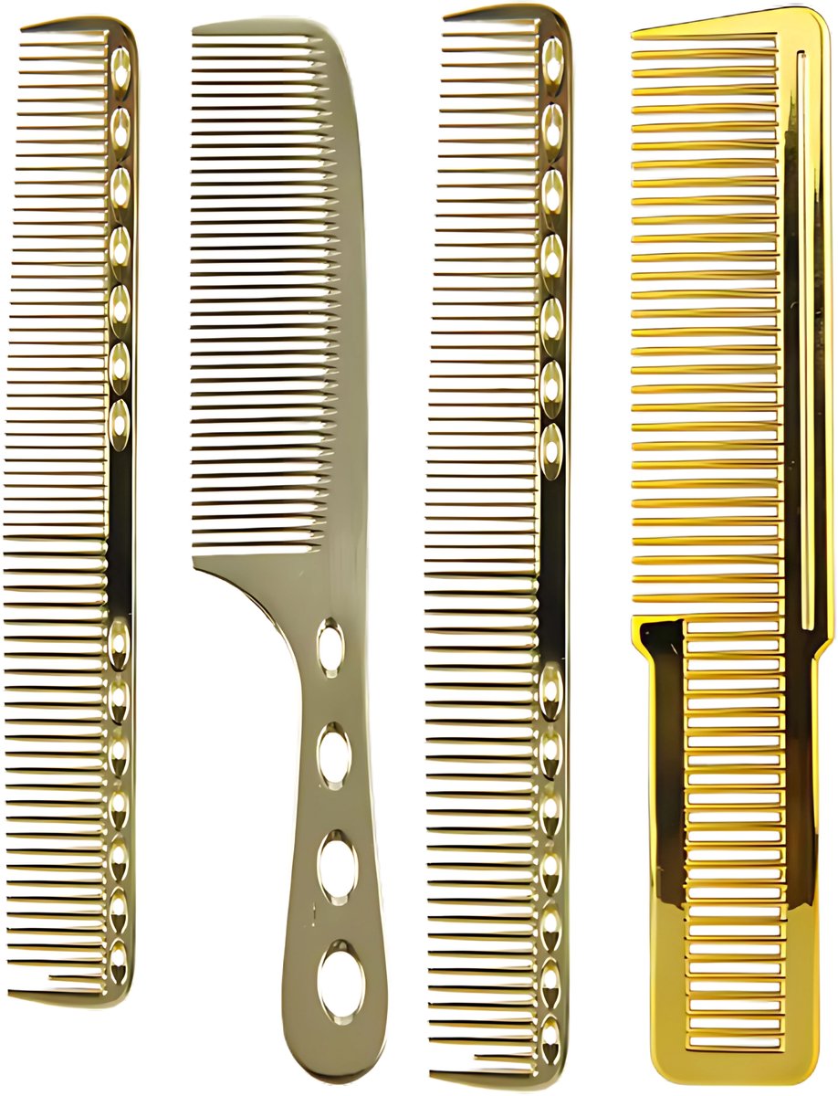 Guardian Beauty Kamset - Aluminium Kam - 4 stuks - Haarstylingtools - Goud
