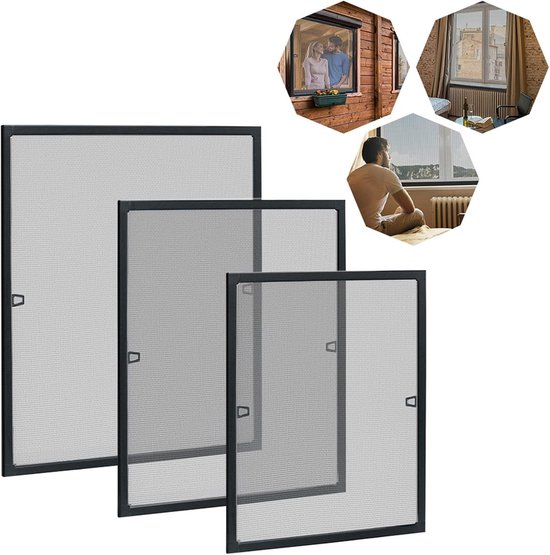 KESSER® vliegenhor voor ramen | 100 x 120 cm | met aluminium frame vliegenhor insectengaas, klamboe, spanraam, zonder boren en schroeven Wit