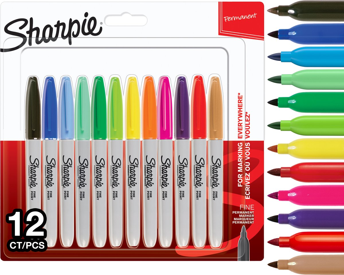 Sharpie Permanentmarkers | Fijne punt | Diverse kleuren | 12 stuks op Prijzenvolger.com