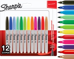 Sharpie Permanentmarkers | Fijne punt | Diverse kleuren | 12 stuks