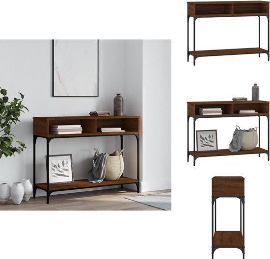vidaXL Wandtafel 100x30,5x75 cm bewerkt hout gerookt eikenkleurig, banktafel, gangtafel, wandtafel voor woonkamer, haltafel, wandtafel voor in de gang