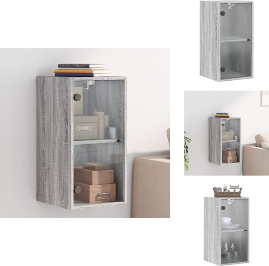 Houten verzamelvitrine met deuren 40x8,5x37 cm | -nl