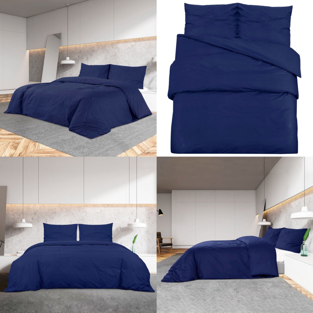 vidaXL Dekbedovertrekset 240x220 cm microvezel marineblauw - Dekbed - Dekbedden - Dekbedovertrek - Overtrek