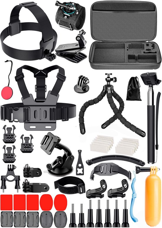 CAMUX 50-delige Action Camera Accessoires - Geschikt voor GoPro - Selfie Stick Tripod Mount
