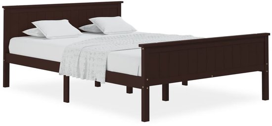 vidaXL Cadre de lit en pin massif marron foncé 120 x 200 cm - Cadre de lit - Encadrements de lit - Cadre de lit en bois - Lit