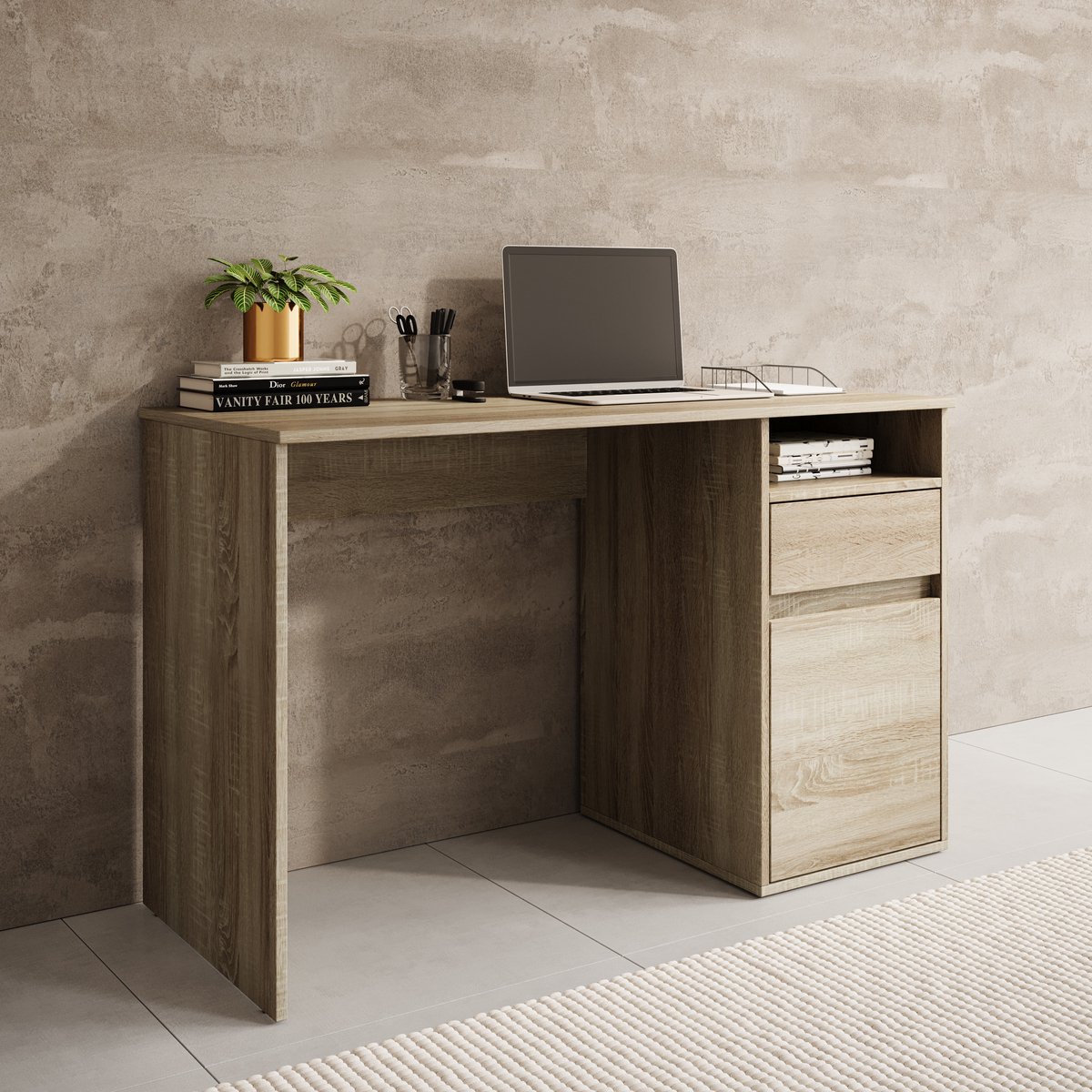 Meubella - Bureau Babot - Eiken 1 - 120 cm