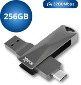Xedor® Plus - USB Stick - 256 GB - 3200Mbps - USB C en A - iPhone en Android