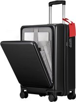 VAIVE Handbagage Koffer Met Voorvak - 43L Koffer - Lichtgewicht Trolley - Zwart