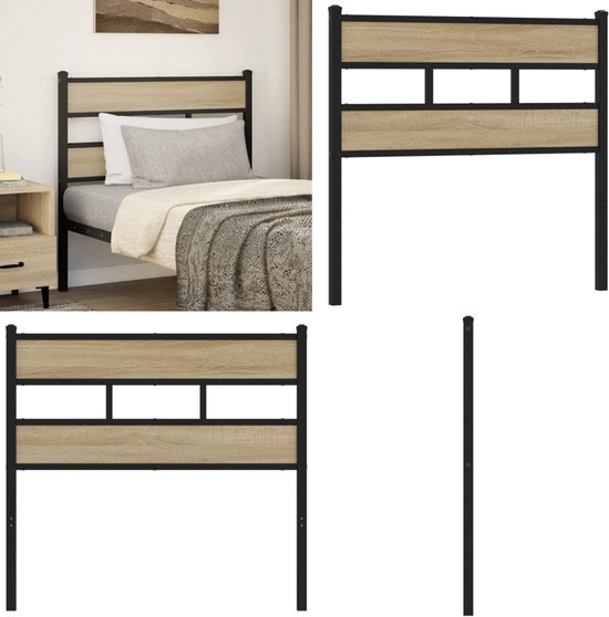 Hoofdeinde met LED 180x18,5x103,5 cm bewerkt hout zwart kopen