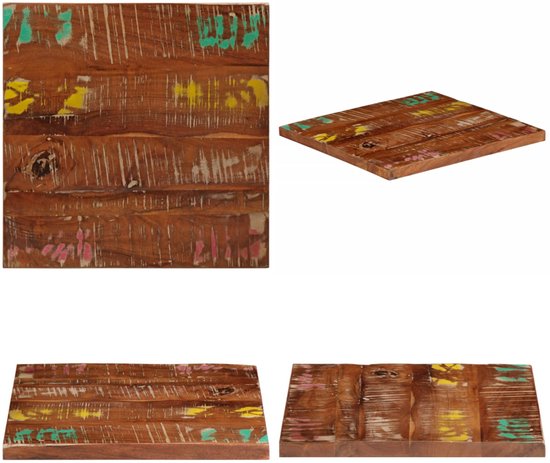 Tafelblad rechthoekig 90x60x2,5 cm massief gerecycled hout
