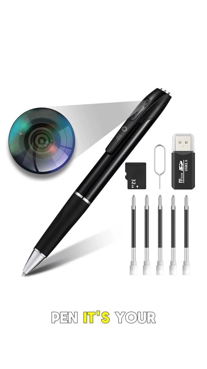 Mini Spionage Camera, HD 1080P Mini Verborgen Camera Pen, Draagbare Spy Verborgen Camera voor Zakelijke Conferenties en Veiligheid met 32 ​​GB Geheugenkaart, Kaartlezer en Inkt Vullingen 5 INC