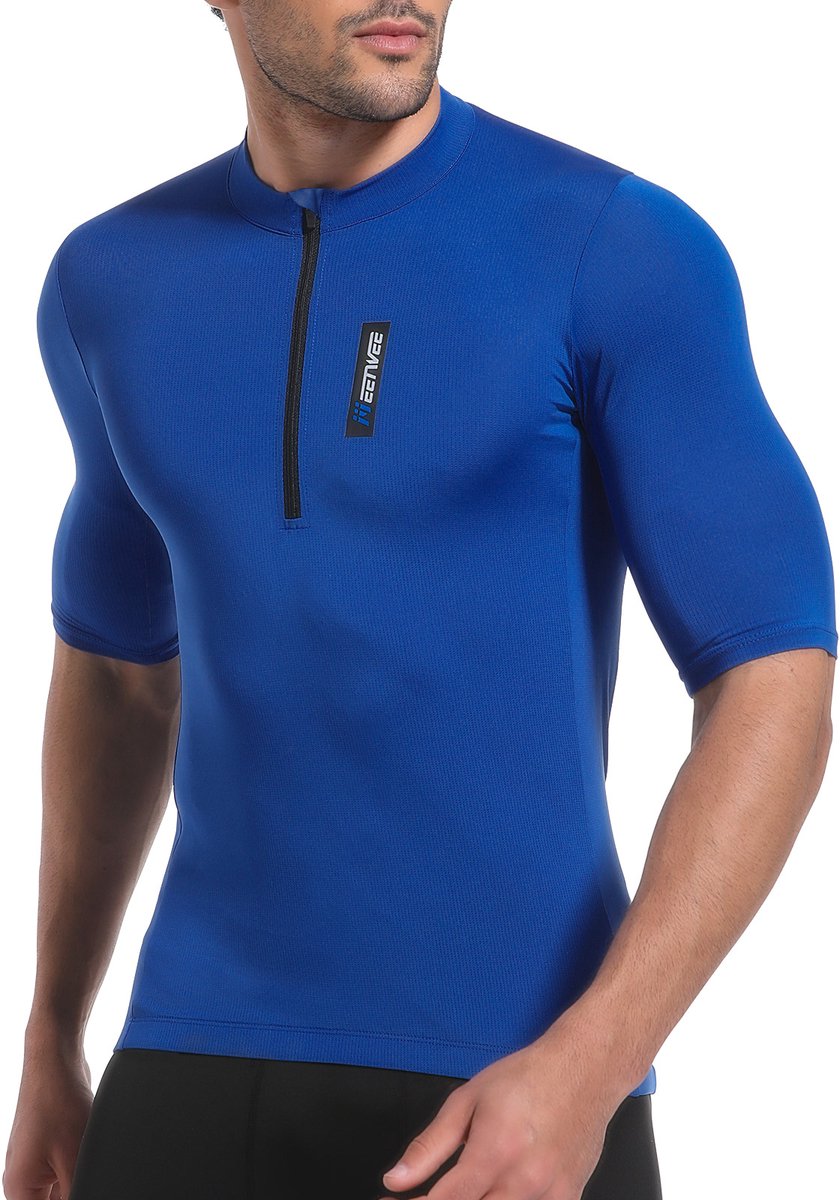 MEETYOO Essential Fietsshirt Heren - Korte Mouwen - Heren Wielrenshirt - Met 3 zakken-Koningsblauw-XL