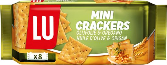 LU Mini Crackers Olijfolie & Oregano - Doos 12 x 250g - 8 Pakjes - Crackers voor bij de Borrel - Toast