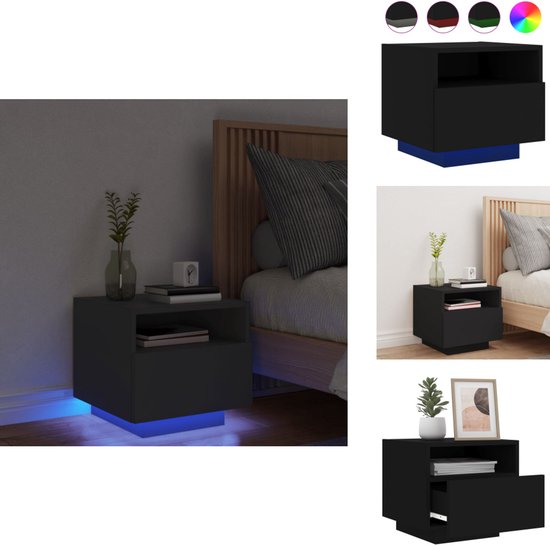 vidaXL Nachtkastjes met LED 2 st 40x39x48,5 cm gerookt eikenkleurig, nachtkastje met LED, bijzettafel, wandtafeltje, nachtkastje met LED- verlichting