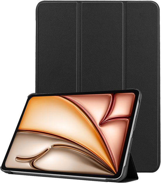 Hoes Geschikt voor iPad Air 2025 (11 inch) Hoes Tri-fold Tablet Hoesje Case - Hoesje Geschikt voor iPad Air M3 (11 inch) Hoesje Hardcover Bookcase - Zwart
