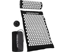 2BEHEALTHY Spijkermat met Kussen en Triggerpoint Bal - 70 x 41 cm - Shakti Mat - Acupressuur Mat - Massagemat - Spijkermatten - Acupressure Mat -