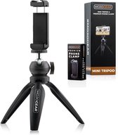 MOJOGEAR Mini-statief Vlog KIT: Mini Tripod & telefoonhouder - voor Smartphone en Camera - met Cold Shoe Mount - Maximale werkhoogte 20cm - Telefoon statief geschikt voor o.a. streaming, webcam, macro-fotografie - Zwart