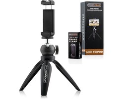 MOJOGEAR Mini-statief Vlog KIT: Mini Tripod & telefoonhouder - voor Smartphone en Camera - met Cold Shoe Mount - Maximale werkhoogte 20cm - Telefoon statief geschikt voor o.a. streaming, webcam, macro-fotografie - Zwart MOJOGEAR Mini-statief Vlog KIT: Mini Tripod & telefoonhouder - voor Smartphone en Camera - met Cold Shoe Mount - Maximale werkhoogte 20cm - Telefoon statief geschikt voor o.a. streaming, webcam, macro-fotografie - Zwart